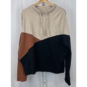 PACT Airplane Organic Cotton Colorblock Pullover Sweatshirt Funnel Neck Multi XL